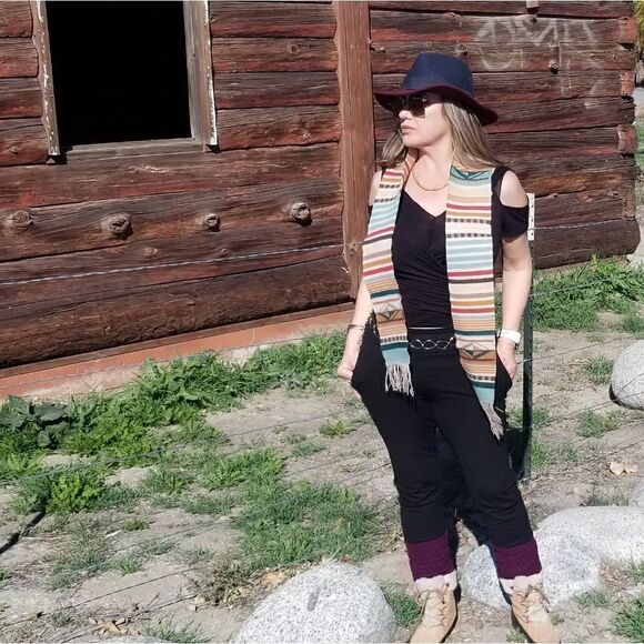 Vintage Aztec, Western,Wool Scarf  - Picture 8 of 10